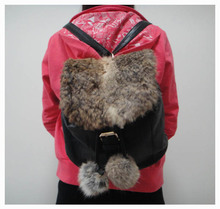 wholesale ladies Backpacks Leisure bag black Size 27 x 25cm PU rabbit fur 3 different colors