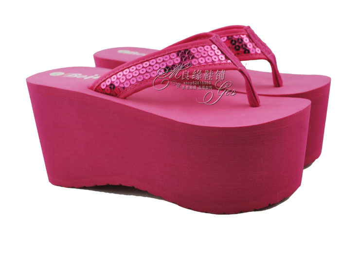 high heels paillette cool platform women's shoes wedges flip flops ...