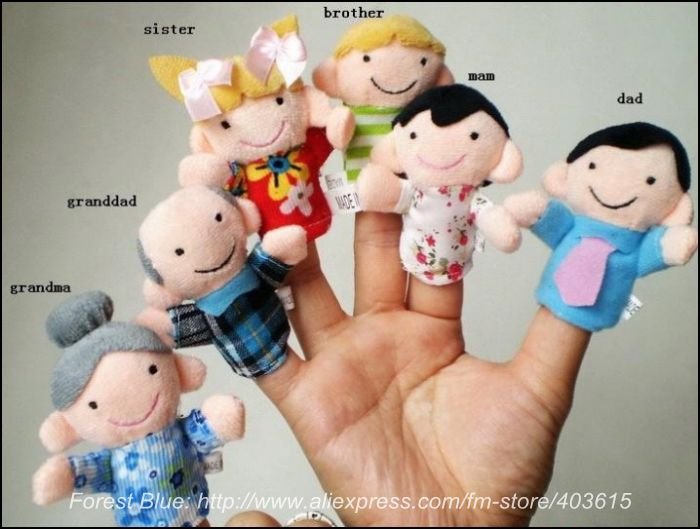 Free Shipping Baby Plush Toy/stuffed Toy,Christmas Family Finger Puppets/Kids Finger Doll Toy,30pcs/lot(China (Mainland))