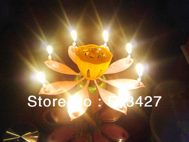 Beautiful Music Blossom Lotus Flower Candle Light Birthday Party Music ...