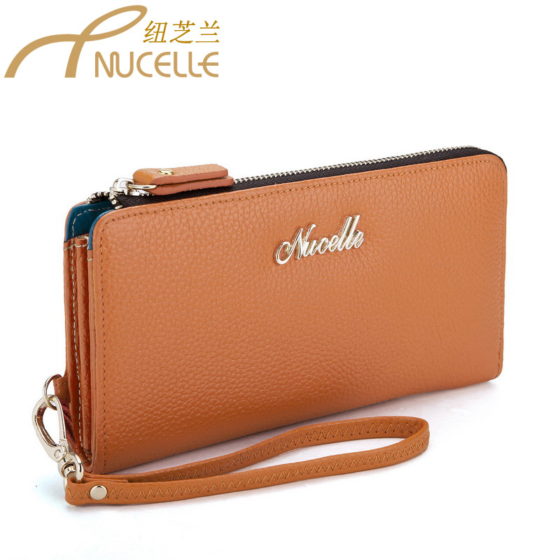 New arrival genuine leather women's handbag 100% cow genuine leather long design women's tri-fold wallet day clutch bag retail(China (Mainland))