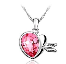 Min order is $15(mix order)Women accessories crystal pendant necklace Cupid heart shaped pendant Free shipping Wholesale&retail