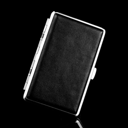 Double double faced leather cigarette case 308 flower box black 14 male auto tools(China (Mainland))