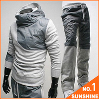Free Shipping 2013 New Sweatshirt Men's TrackSuit Leisure Suits Korean Slim Hooded Coat + Sports Pants Wear Sport Suit CP01