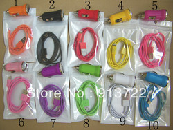 DHL Free shipping 2 in 1 kit 100pcs Color Car Charger + 100pcs Color Cable For Iphone 5 5G Total 200pcs/lot(China (Mainland))