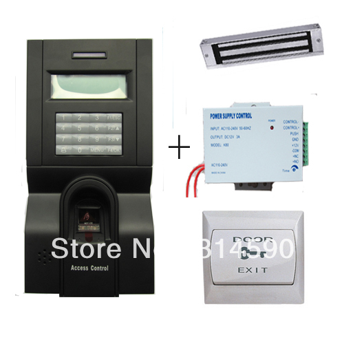 Free Shipping!!! Fingerprint Access Control System Kit With Magnetic Door Lock and Power Supply, PC Exit Button(China (Mainland))