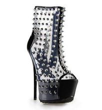 Rock and roll wind ! summer cool boots open toe high-heeled shoes punk rivet shoes thick water sandals boots sexy martin boots