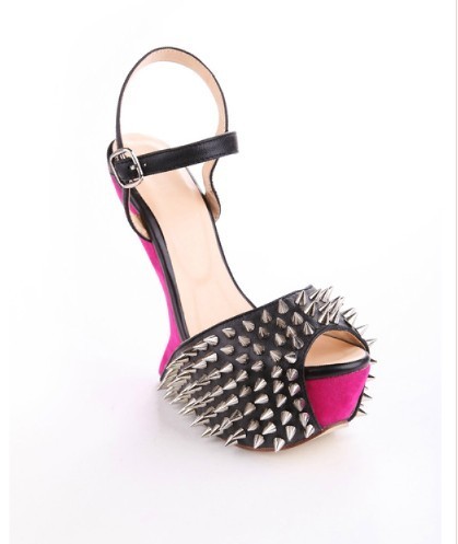2012 summer sandals open toe high heeled shoes colorant match platform women s shoes rivet shoes