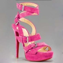 Sandals sheep suede women’s shoes platform strap high-heeled shoes sweet princess shoes wedding shoes