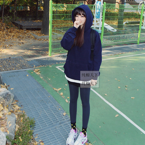 Ulzzang-plain-solid-color-with-a-hood-pl