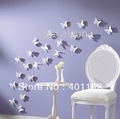 Free shipping  (10 pcs / pack ) DIY 3D Wall Sticker butterfly Home Decor Room Decorations Decals Color White(China (Mainland))