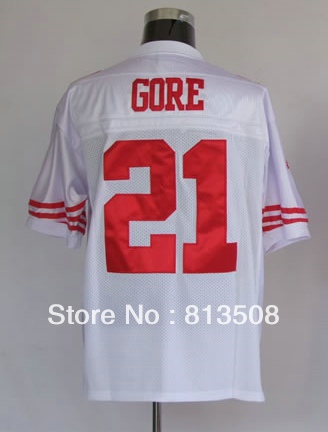 Free shipping American Football Teams 21# Gore Frank New Versions Men's Elite Embroidery logos sports brand jerseys(China (Mainland))