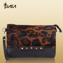 Rivet leopard print day clutch genuine leather clutch horsehair clutch bag fashion vintage envelope bag 2012 dinner
