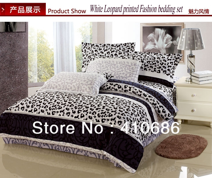 Hot Red Rose Leopard circle printed Bedding set Black Comforter ...