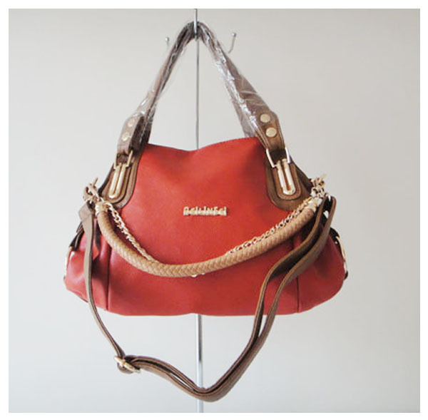 Designer ladys handbag shoulder bag material PU chain Size 38 x 27cm colors orange two function