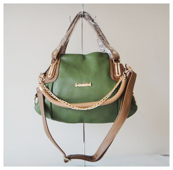 Designer ladys handbag shoulder bag material PU chain Size 38 x 27cm colors army green two