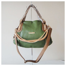 Designer ladys handbag,shoulder bag,material:PU + chain,Size:38 x 27cm, colors:& army green,two function,Free shipping