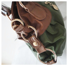 Designer ladys handbag shoulder bag material PU chain Size 38 x 27cm colors army green two