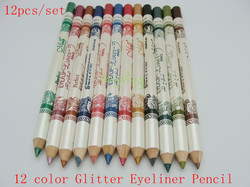 1set 12 Color Cosmetics Makeup Pen Waterproof Glitter Eyebrow Eye Liner Lip Eyeliner Pencil #04(China (Mainland))