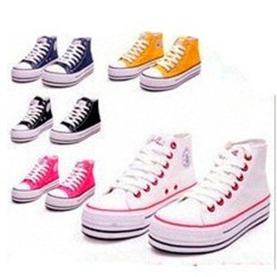 Breathable all match high platform comfortable invisible elevator canvas shoes fashion platform shoes elevator 7cm 3129