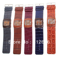 Os.Dandon Brand Fashionable Women's Quartz Analog Watch 36mm Leather Band Watch with Rectangle Wooden Case