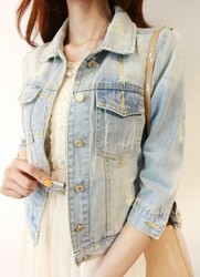 Spring and autumn amp . brief vintage nostalgic denim short jacket c324(China (Mainland))