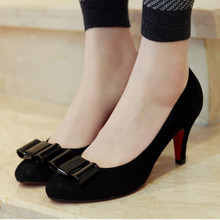Sheep sheepskin ol elegant classic bow high-heeled single shoes low-top 2013 spring