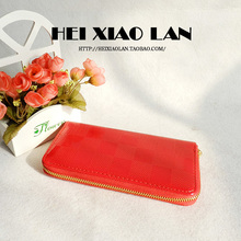 Black small fashion vintage long design festive married the big red wallet card holder card case zipper clutch bag