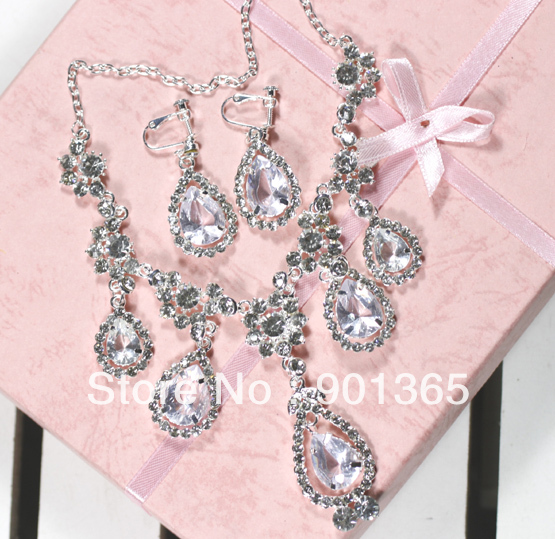 rhinestone bride necklace earring sets marriage accessories wedding 4730