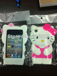 10pcs/lot 3D Cute Hello kitty Cat Soft Silicone Case Back Cover for ipod Touch 4 4th 4G Free shipping via Post(China (Mainland))