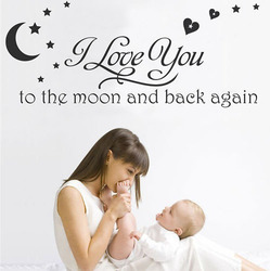 Factory Wholesale Home Decor Bed Room I love you to the moon and back nursery wall sticker 60x80cm/ piece) 5pcs/lot GLYW1014(China (Mainland))