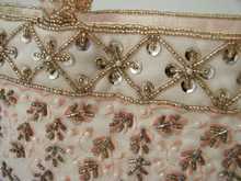 FREE S H Champagne Pink Beaded Embroidered Design Purse Handbag Tote