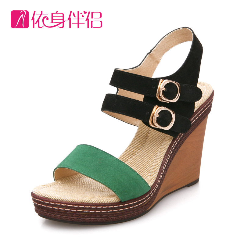 2013 wedges fashion sweet women s shoes genuine leather face scrub women s platform sandals