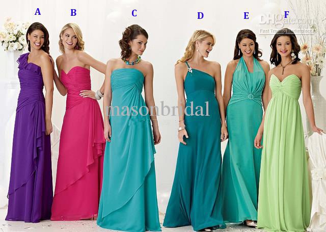 Turquoise and yellow bridesmaid dresses
