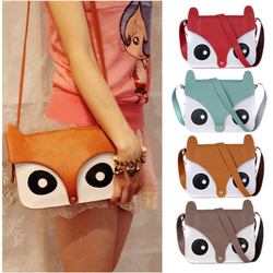 2013 New Womens Ladies Retro Shoulder Bag Fashion Handbags Cute School Tote Owl Fox PU Women Bags(China (Mainland))