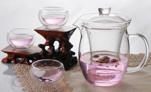 4Free Cups 1Square Handmade Thermo Heat Resistant Glass Filter Tea Pot Coffe Heating Kettle 700ml Free
