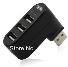 free shipping, UNITEK Y-2031 Notebook Laptop USB 3 ports vortical HUB (180 degree circumgyrate)(China (Mainland))