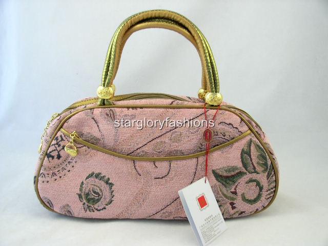 FREE S H Fashion Pink Tapestry Florals Handbag Purse