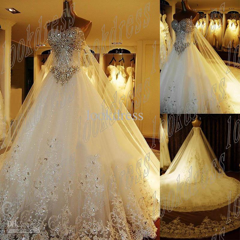 Wedding dress with monarch train