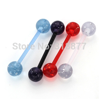 Free Shipping ! Stocking1.6mm UV Acrylic Tongue Ring10Dozens/lot  Body Piercing Jewelry