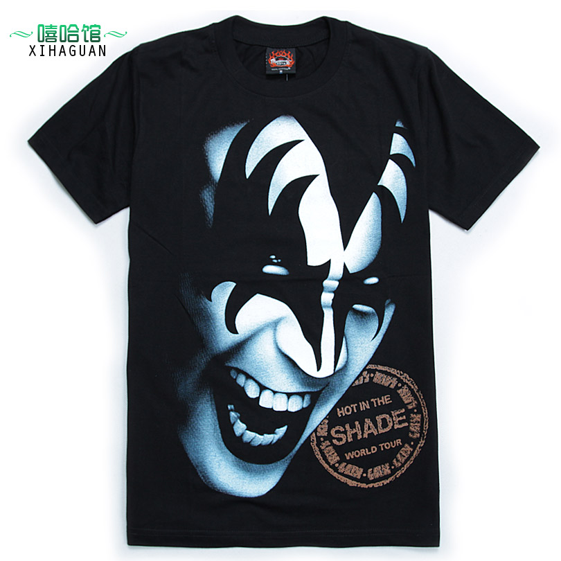 Male rock t-shirt loose plus size t shirt hiphop kiss band 100% short-sleeve cotton o-neck basic shirt free shipping(China (Mainland))