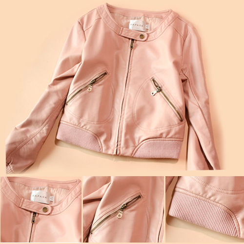 EB japanese style 2013 women's autumn plus size hot-selling all-match o-neck short design leather clothing small leather(China (Mainland))