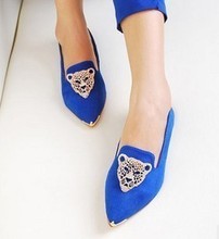 New Arrival Fashion Vintage Rhinestone Leopard Head Flats,English Princess Shoes,Free Shipping