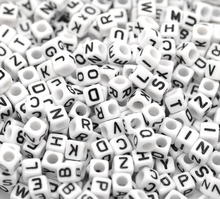 500 Mixed White Acyrlic Letter/ Alphabet Cube Beads 6x6mm