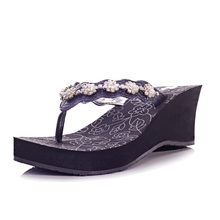 2013 Women’s summer shoes sandals for women Fashion High Heels Sandals Platform Wedge Rhinestone Flip Flops Beaded sandalias