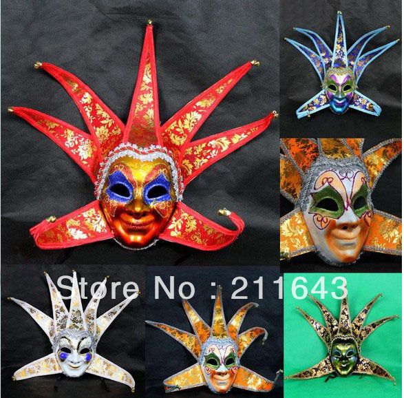 Free shipping 1pcs red black gold blue JOKER Jester Venetian Masquerade Mask Mardi Gras Carvinal Party Halloween(China (Mainland))
