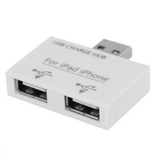 10 pcs/lot 2 USB Port Splitter Charger Hub for Apple iPhone 3G 3GS 4 4S iPad 1 2 3 Tablet PC Moible phone B1182(China (Mainland))