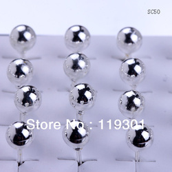 Free Shipping 40pcs Fashion Ball Jewelry Crystal Ear Stud 925 Sterling Silver Charms Earring Wholesale Hot Sale SC50(China (Mainland))
