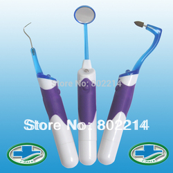 Free Shipping Lit-Pack 3 in 1 LED Professional Dental Oral Tool Kits Dental Mirror Dentil Dental Pick Stain Eraser(China (Mainland))