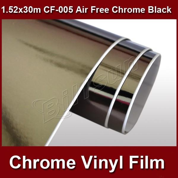 one roll mirror chrome black vinyl car wrapping film air bubble free 1.52mx30m CF-005 free shipping(China (Mainland))